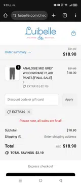 Luibelle coupon verification screenshot