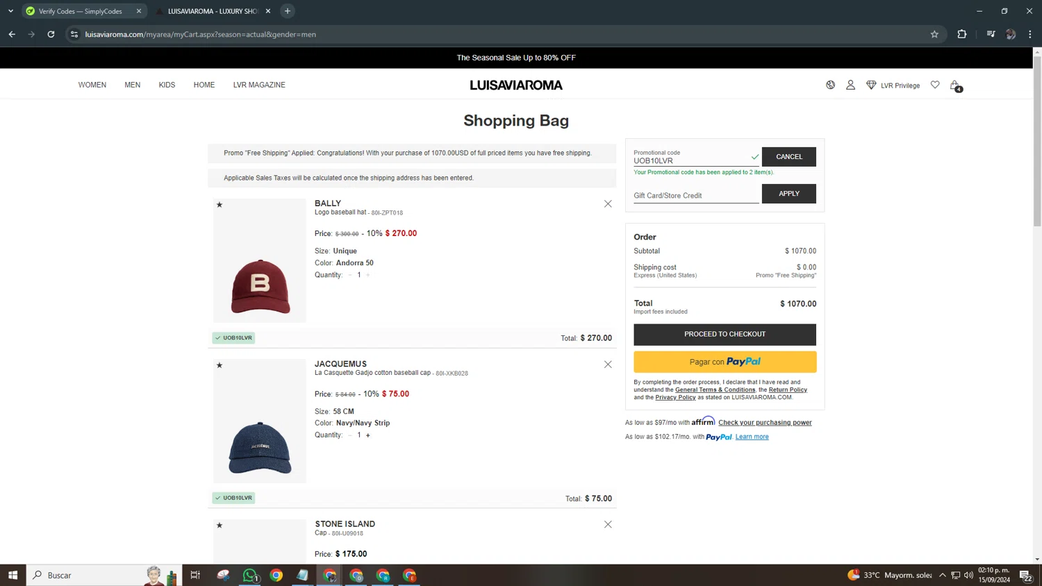 where to use Luisaviaroma promo code box