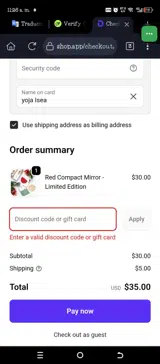 MISSCHARLOT15 coupon verification screenshot