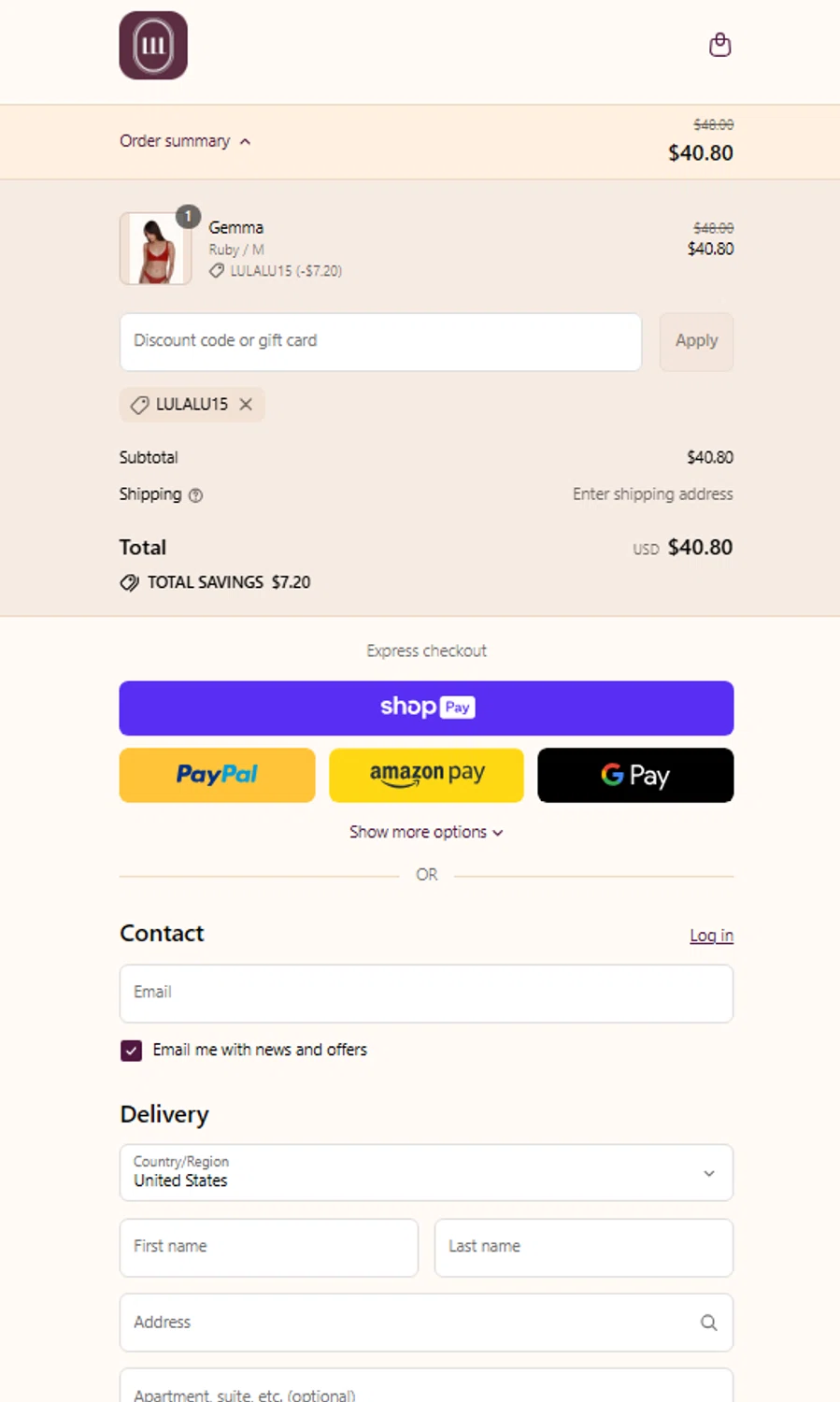 Lulalu promo code screenshot showing code Lulalu15 applied at Lulalu checkout page. Uploaded by SimplyCodes community member SavingsEagle290 on Jul 19, 2025