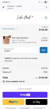 CADE20 coupon verification screenshot