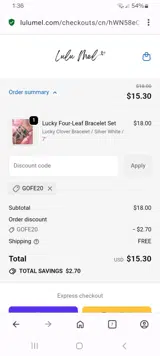 GOFE20 coupon verification screenshot