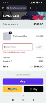 FLEXHOTWINGS coupon verification screenshot