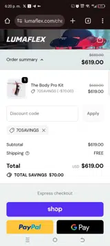 70SAVINGS coupon verification screenshot