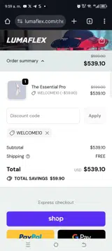 Welcome10 coupon verification screenshot