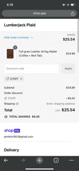 27OFF coupon verification screenshot
