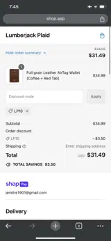 LP10 coupon verification screenshot