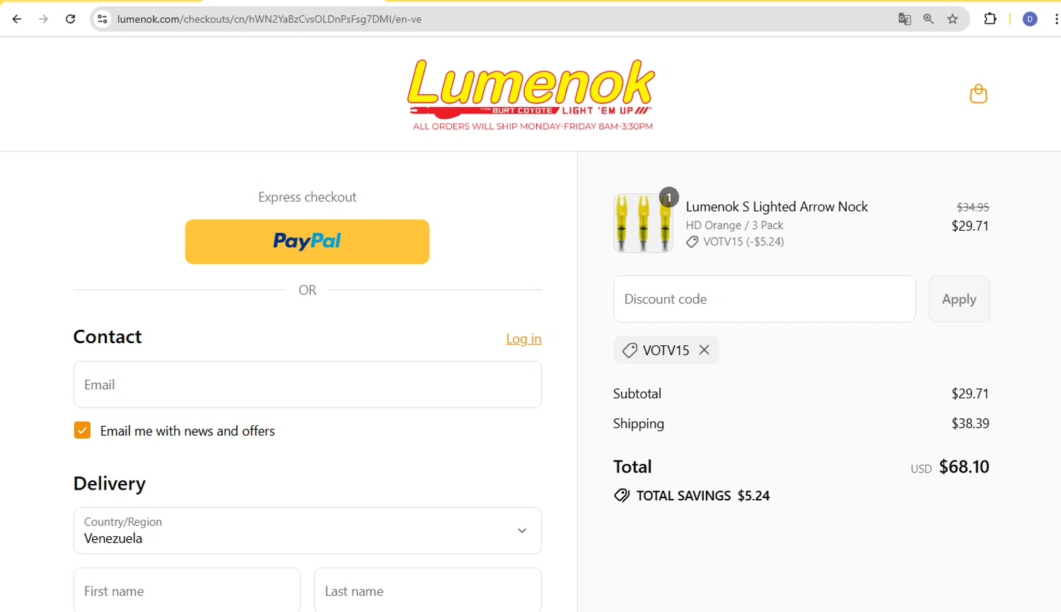 Lumenok discount code screenshot showing code VOTV15 applied at Lumenok checkout page. Uploaded by SimplyCodes community member d566ty on Sep 3, 2025
