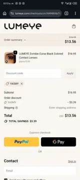 YASMY coupon verification screenshot