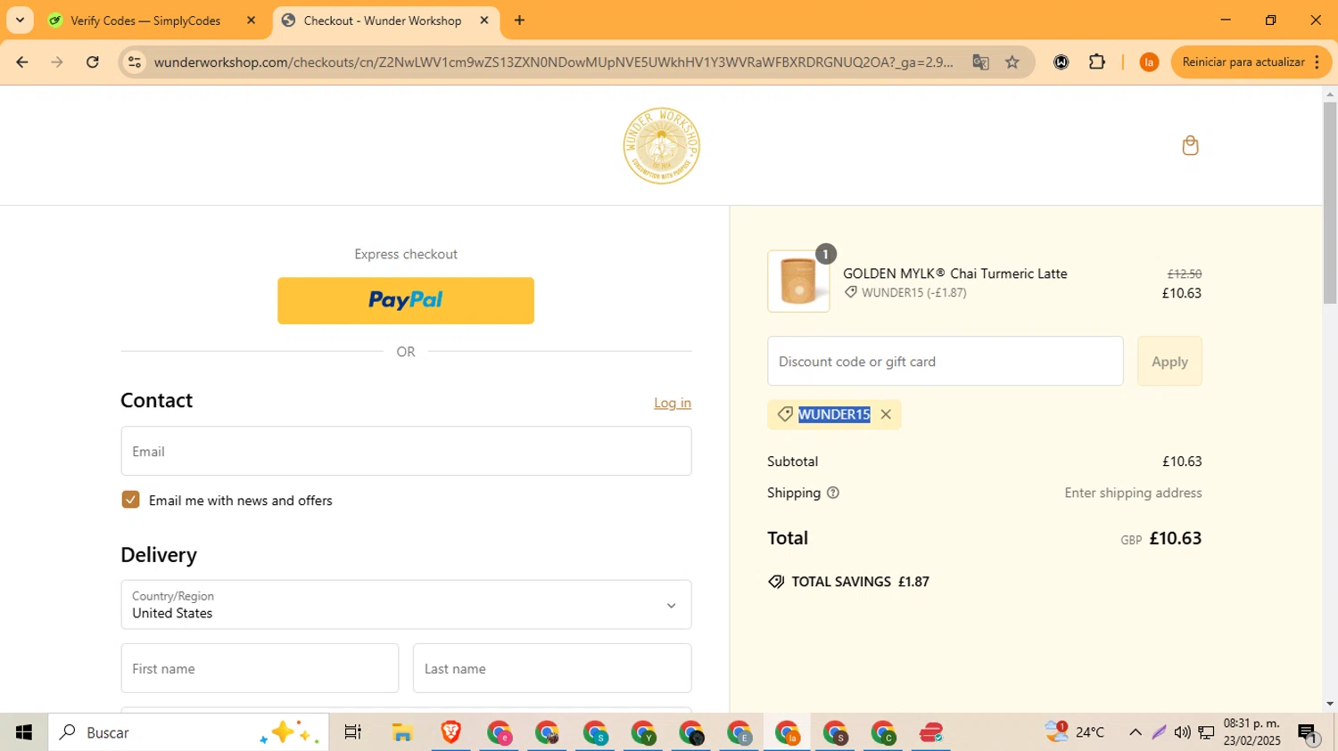 Lumie checkout page showing Lumie discount code box | Screenshot taken by SimplyCodes community member on Feb 24, 2025