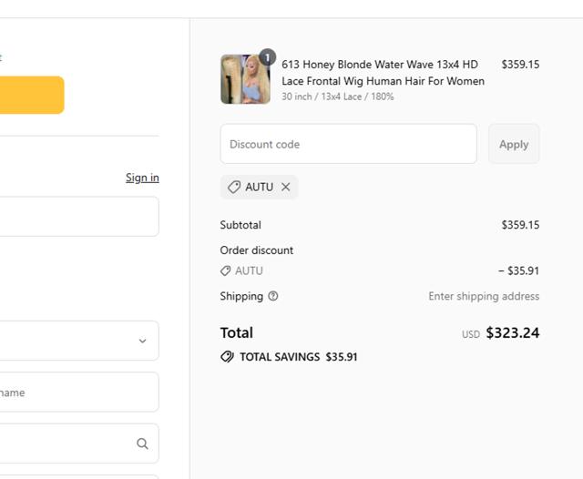 Lumiere Hair checkout page showing Lumiere Hair coupon code box | Screenshot taken by SimplyCodes community member on Sep 12, 2025