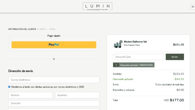 LUMIN checkout page showing LUMIN discount code box | Screenshot taken by SimplyCodes community member on Mar 30, 2021