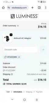 Luminess Beauty coupon verification screenshot