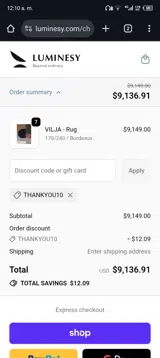 Luminesy coupon verification screenshot
