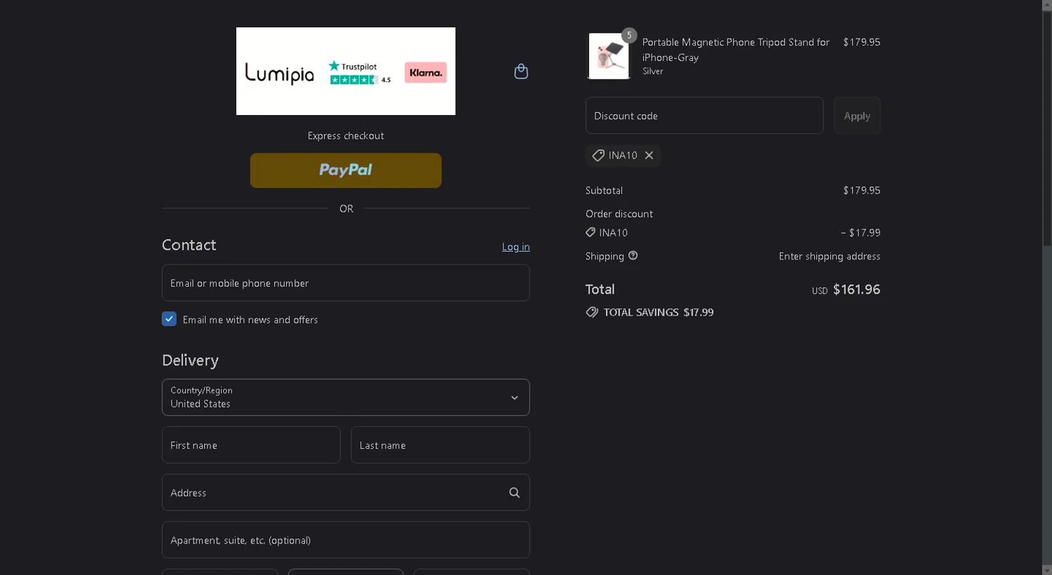 Lumipia promo code screenshot showing code INA10 applied at Lumipia checkout page. Uploaded by SimplyCodes community member Parangutirimicuaro on Aug 25, 2025