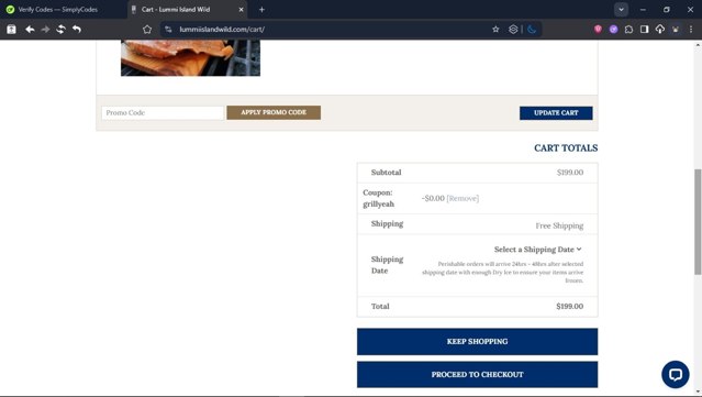 Lummi Island Wild checkout page showing Lummi Island Wild promo code box | Screenshot taken by SimplyCodes community member on Jun 20, 2025