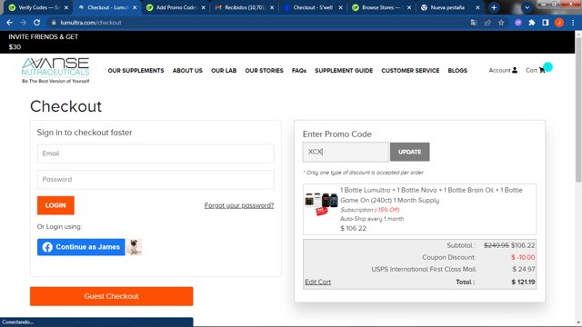 LumUltra checkout page showing LumUltra promo code box | Screenshot taken by SimplyCodes community member on Aug 3, 2025