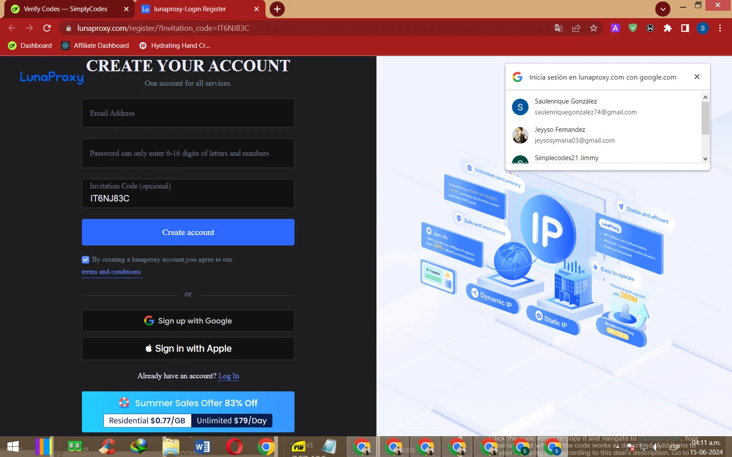 where to use LunaProxy promo code box
