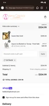 EXTRA50 coupon verification screenshot
