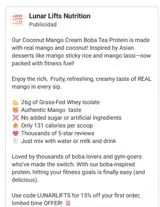 Lunar Lifts Nutrition coupon verification screenshot