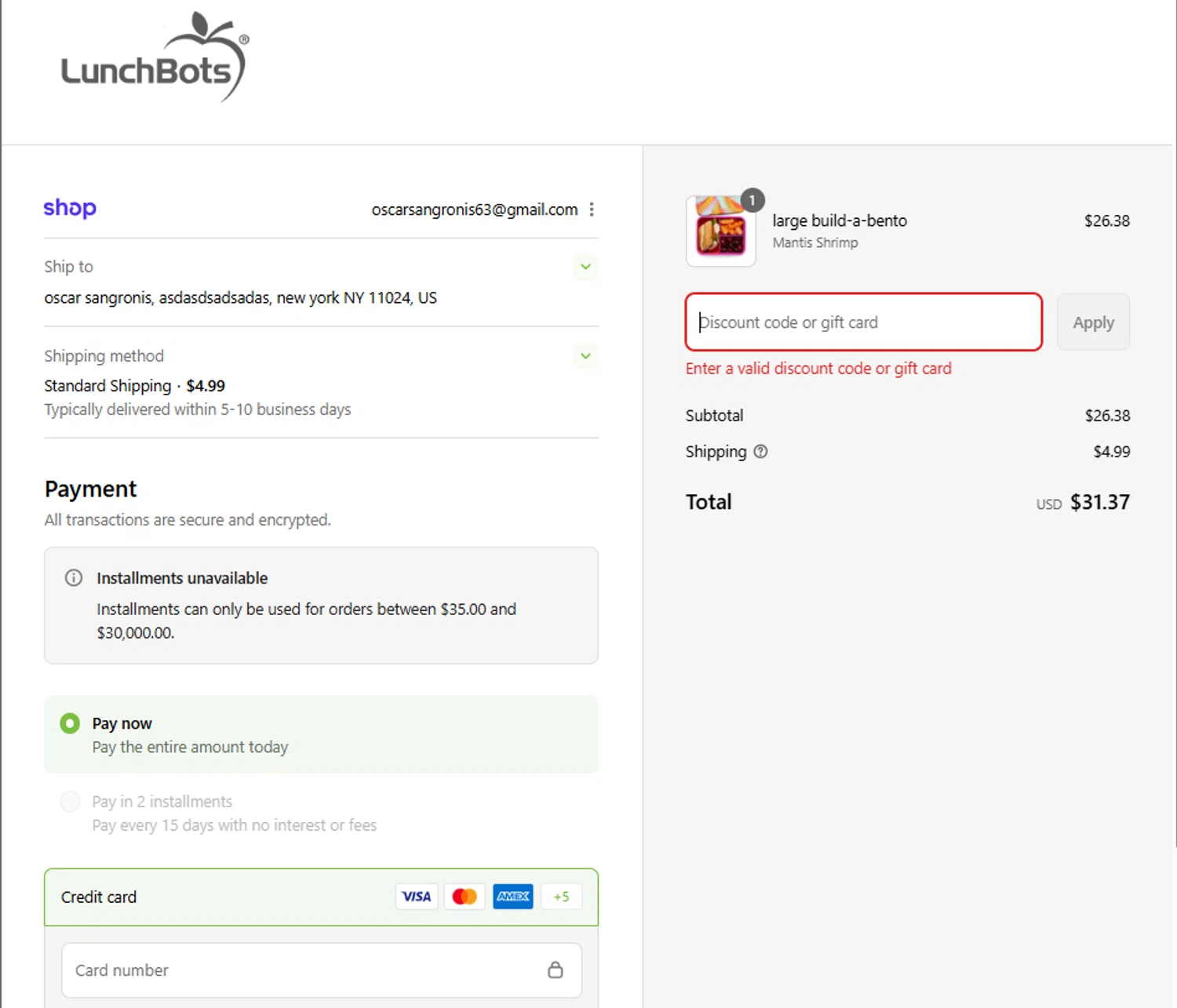 LunchBots promo code screenshot showing code VIPBTS25 applied at LunchBots checkout page. Uploaded by SimplyCodes community member Frionel_Pessi on Sep 12, 2025