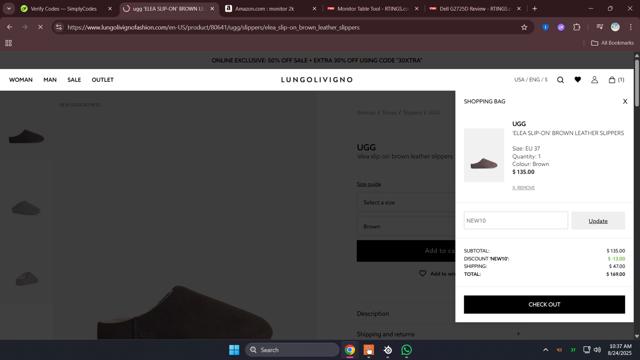 Lungolivigno Fashion checkout page showing Lungolivigno Fashion promo code box | Screenshot taken by SimplyCodes community member on Aug 24, 2025