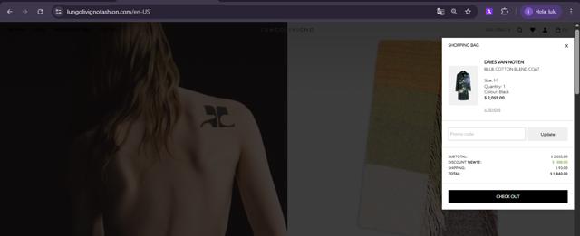 Lungolivigno Fashion checkout page showing Lungolivigno Fashion promo code box | Screenshot taken by SimplyCodes community member on Sep 27, 2025