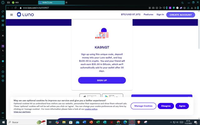 Luno checkout page showing Luno discount code box | Screenshot taken by SimplyCodes community member on Feb 11, 2025