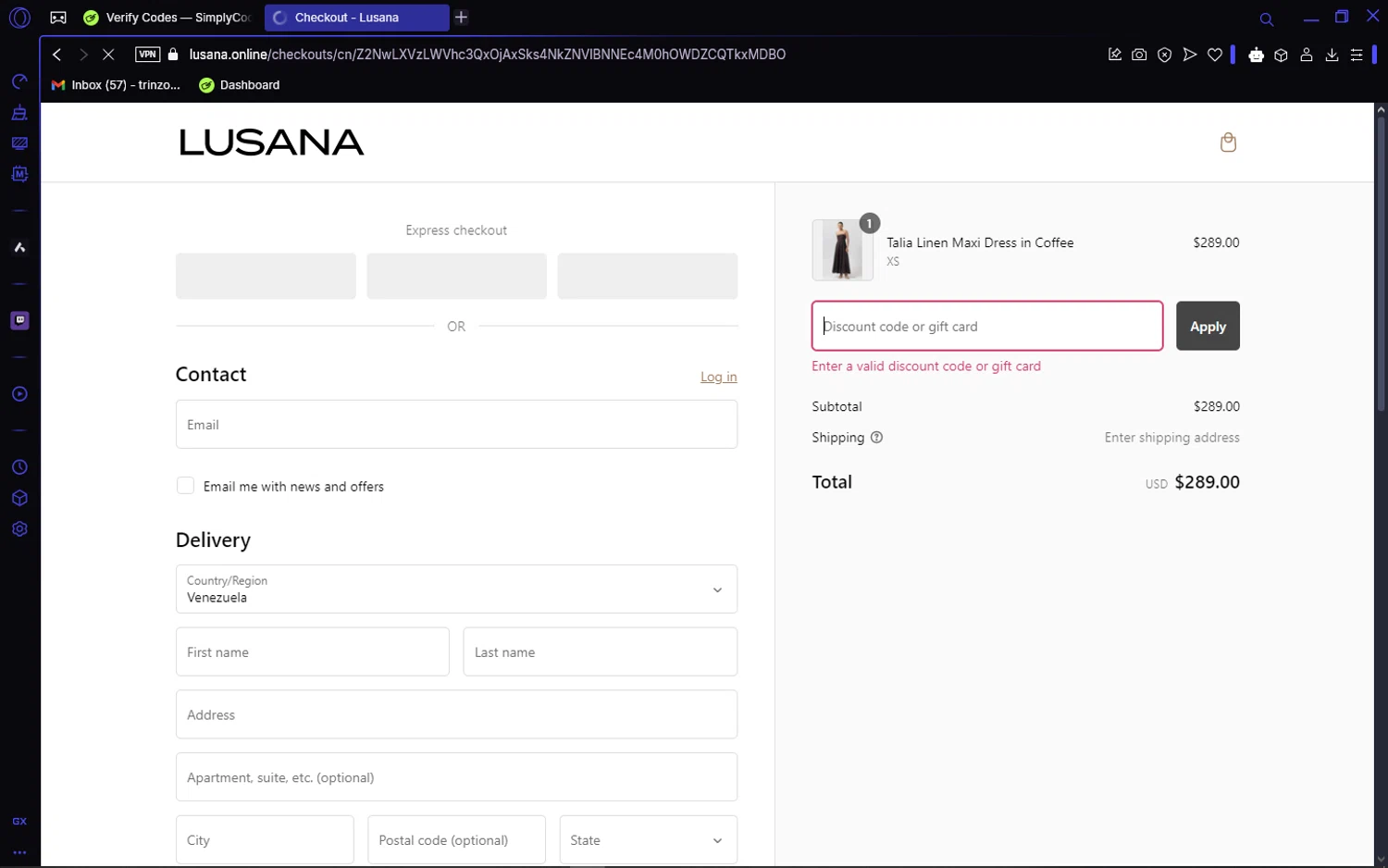 LUSANA promo code screenshot showing code SALE60 applied at LUSANA checkout page. Uploaded by SimplyCodes community member VictoriousCaptain3902 on Feb 4, 2025