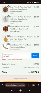 SAVING coupon verification screenshot
