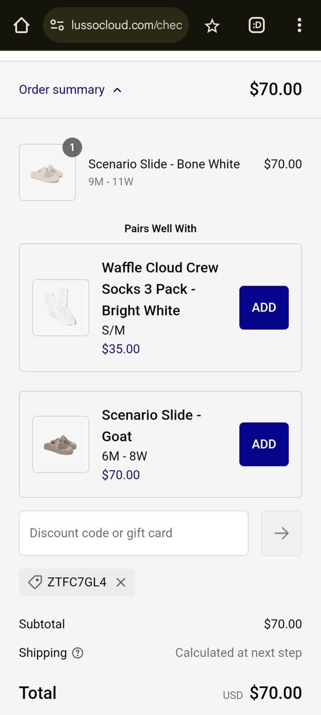 Lusso Cloud checkout page showing Lusso Cloud discount code box | Screenshot taken by SimplyCodes community member on Mar 2, 2025