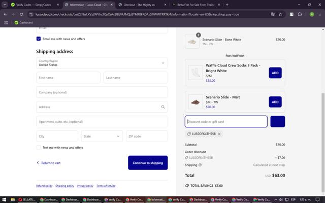 Lusso Cloud checkout page showing Lusso Cloud discount code box | Screenshot taken by SimplyCodes community member on Mar 18, 2025
