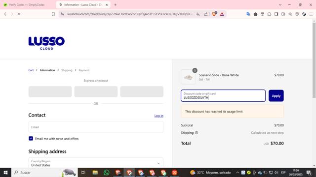 Lusso Cloud checkout page showing Lusso Cloud discount code box | Screenshot taken by SimplyCodes community member on Mar 26, 2025