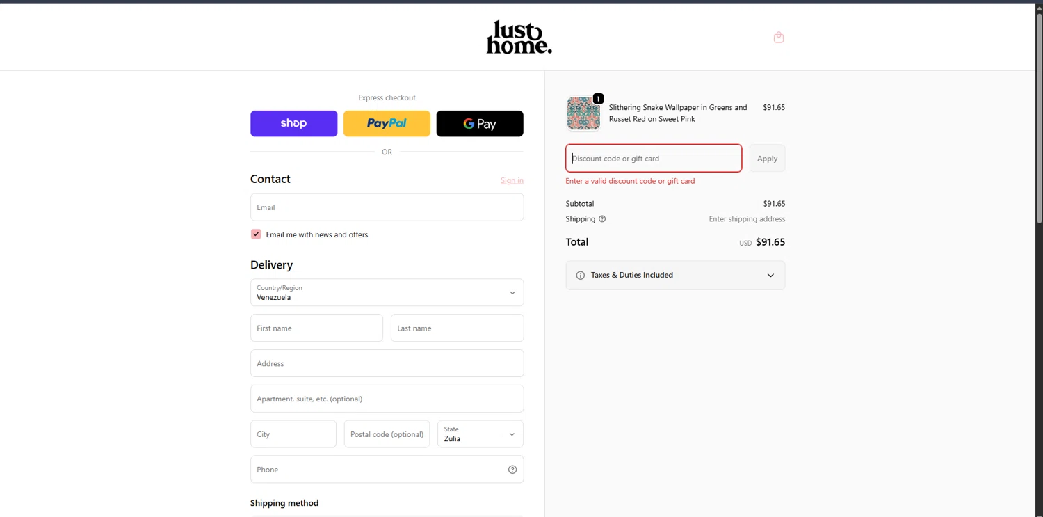 Lust Home discount code screenshot showing code FORYOU10 applied at Lust Home checkout page. Uploaded by SimplyCodes community member FrugalTitan8640 on Feb 8, 2026