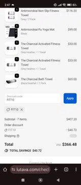 FIT10 coupon verification screenshot