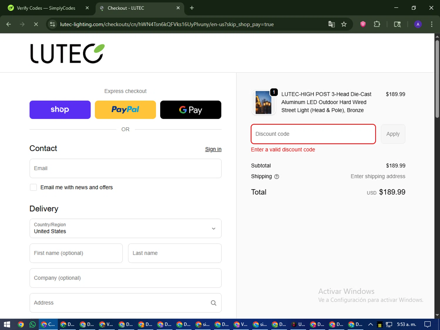 Lutec Lighting promo code screenshot showing code LOVE15 applied at Lutec Lighting checkout page. Uploaded by SimplyCodes community member MagnificentWarden4603 on Oct 24, 2025