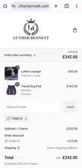Tuna10 coupon verification screenshot