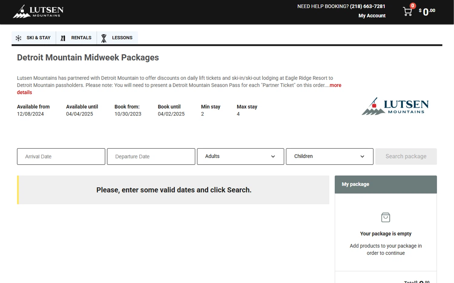 Lutsen Mountains promo code screenshot showing code detroitmtnmw applied at Lutsen Mountains checkout page. Uploaded by SimplyCodes community member MordeKaiser on Aug 5, 2025