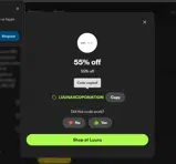LUUNAXCUPONATION coupon verification screenshot