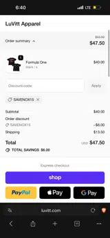 SAVENOX15 coupon verification screenshot