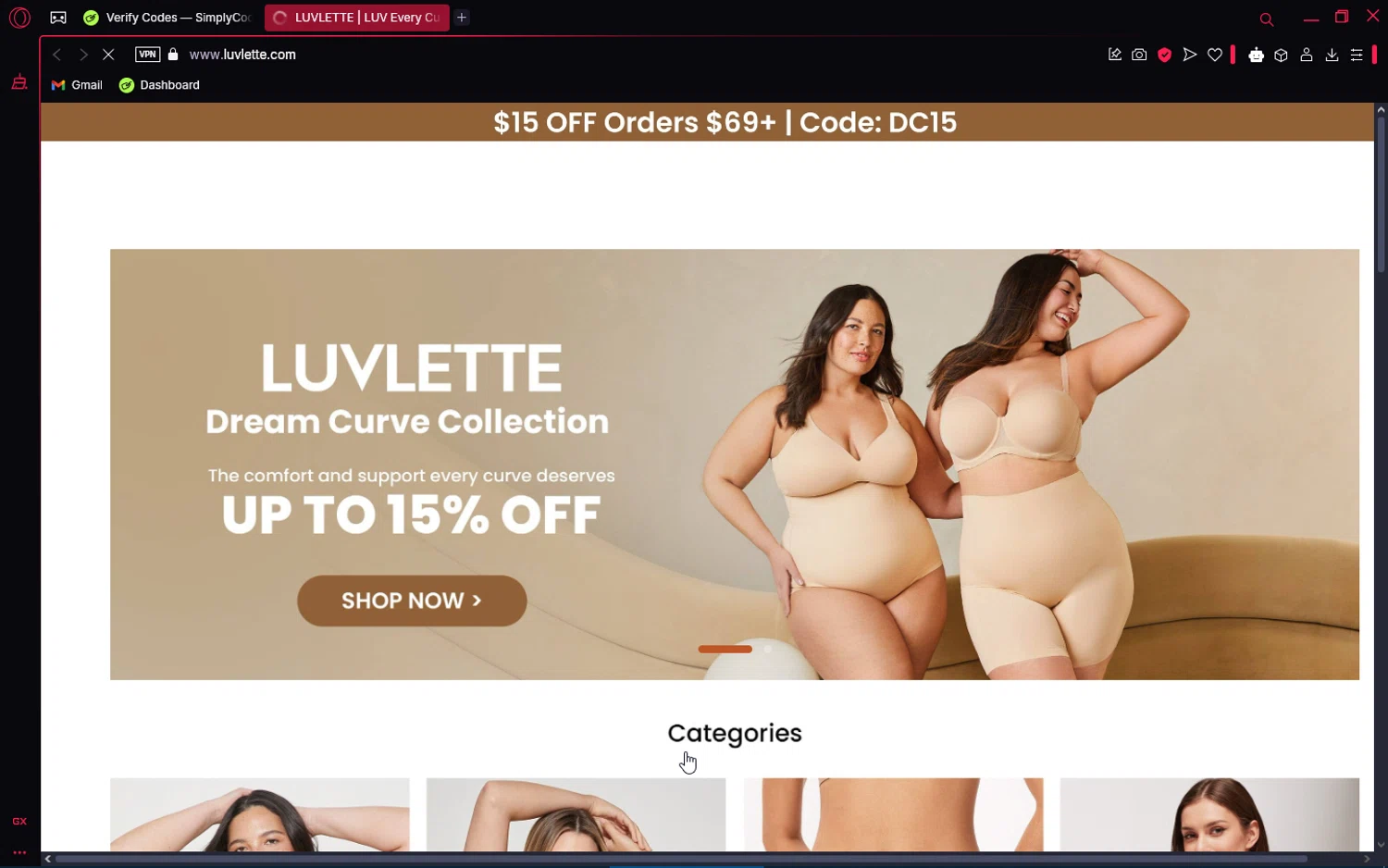 Luvlette promo code screenshot showing code DC10 applied at Luvlette checkout page. Uploaded by SimplyCodes community member editor_1 on Feb 28, 2025