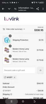 Mybff coupon verification screenshot