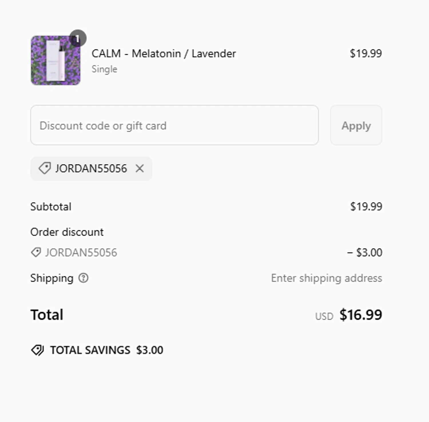 LUVV Labs discount code screenshot showing code JORDAN55056 applied at LUVV Labs checkout page. Uploaded by SimplyCodes community member MagnificentCollector7829 on Mar 4, 2025