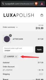Juniper coupon verification screenshot