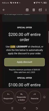 LUXDRAPE coupon verification screenshot