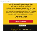 Luxe Auto Concepts coupon verification screenshot