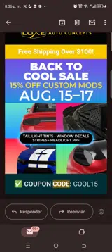 Luxe Auto Concepts coupon verification screenshot