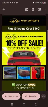 Luxe Auto Concepts coupon verification screenshot