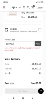 BDAY300 coupon verification screenshot