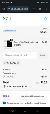cheap12 coupon verification screenshot